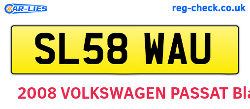 SL58WAU are the vehicle registration plates.