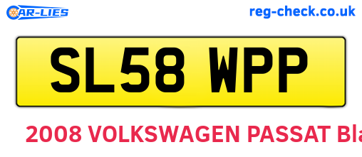 SL58WPP are the vehicle registration plates.