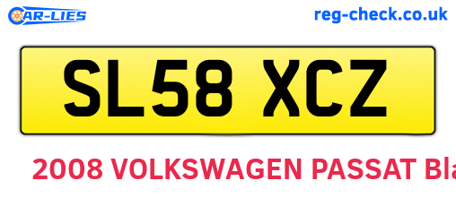 SL58XCZ are the vehicle registration plates.