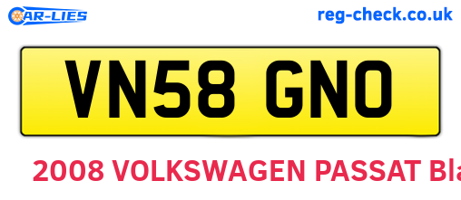VN58GNO are the vehicle registration plates.