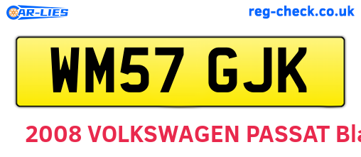 WM57GJK are the vehicle registration plates.