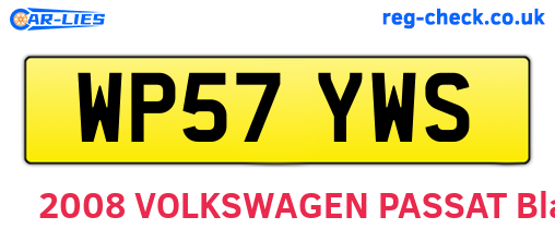 WP57YWS are the vehicle registration plates.