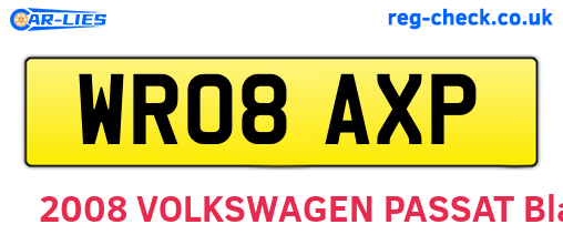 WR08AXP are the vehicle registration plates.