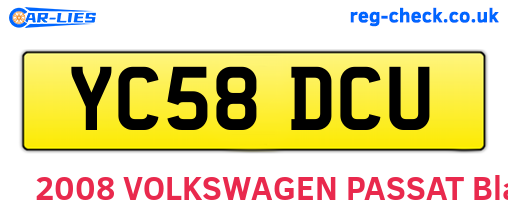 YC58DCU are the vehicle registration plates.
