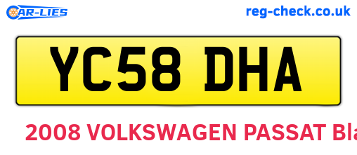 YC58DHA are the vehicle registration plates.