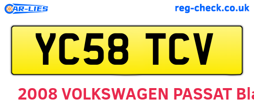 YC58TCV are the vehicle registration plates.