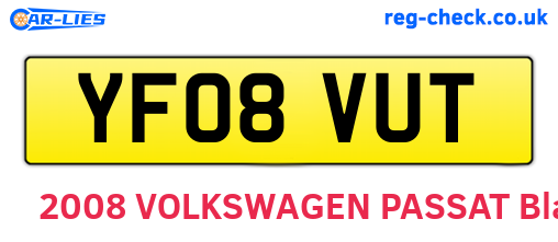 YF08VUT are the vehicle registration plates.