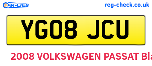 YG08JCU are the vehicle registration plates.