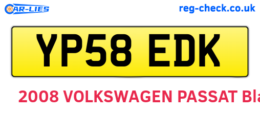 YP58EDK are the vehicle registration plates.