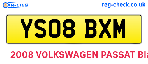 YS08BXM are the vehicle registration plates.