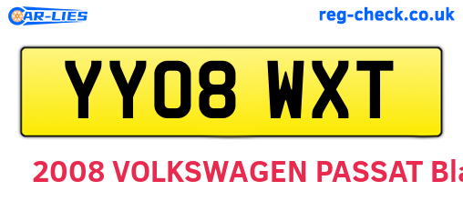 YY08WXT are the vehicle registration plates.