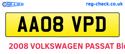 AA08VPD are the vehicle registration plates.