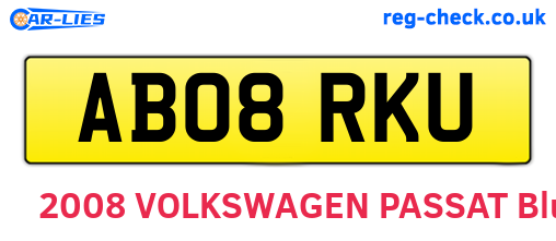AB08RKU are the vehicle registration plates.