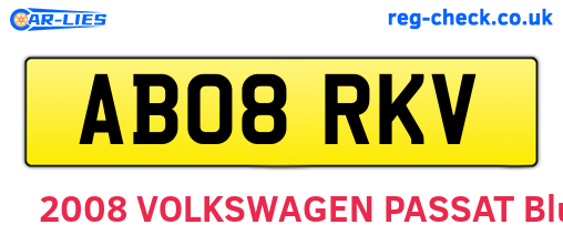 AB08RKV are the vehicle registration plates.