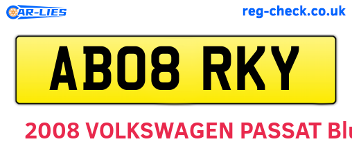 AB08RKY are the vehicle registration plates.