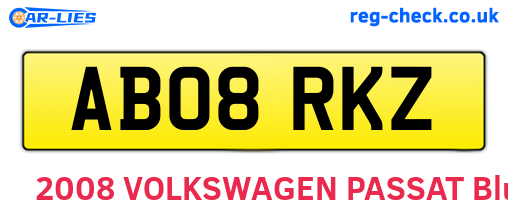 AB08RKZ are the vehicle registration plates.
