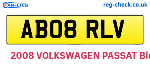 AB08RLV are the vehicle registration plates.