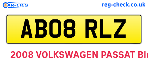 AB08RLZ are the vehicle registration plates.