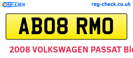 AB08RMO are the vehicle registration plates.