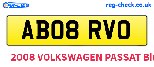 AB08RVO are the vehicle registration plates.