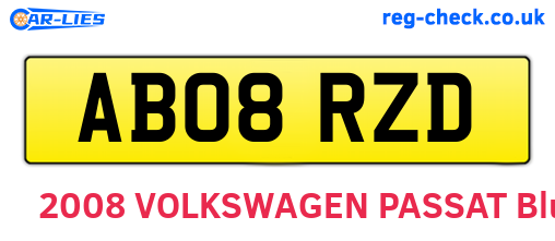 AB08RZD are the vehicle registration plates.