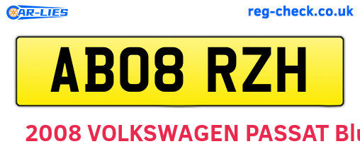 AB08RZH are the vehicle registration plates.
