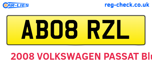 AB08RZL are the vehicle registration plates.