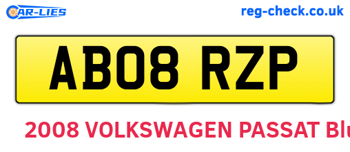 AB08RZP are the vehicle registration plates.