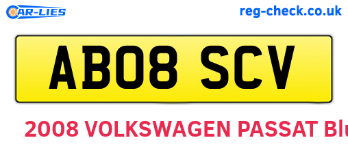 AB08SCV are the vehicle registration plates.