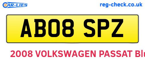 AB08SPZ are the vehicle registration plates.