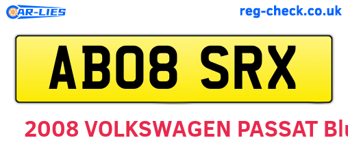 AB08SRX are the vehicle registration plates.