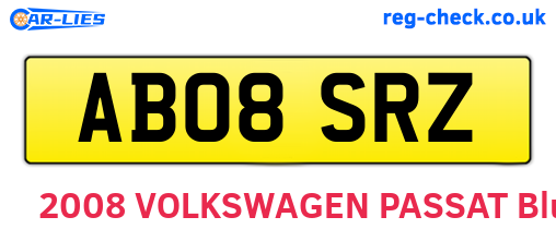 AB08SRZ are the vehicle registration plates.