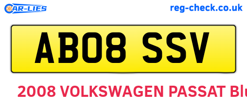 AB08SSV are the vehicle registration plates.