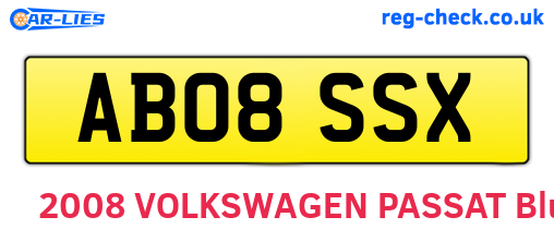 AB08SSX are the vehicle registration plates.