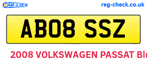 AB08SSZ are the vehicle registration plates.