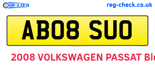 AB08SUO are the vehicle registration plates.