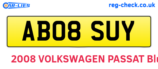 AB08SUY are the vehicle registration plates.