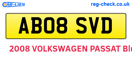 AB08SVD are the vehicle registration plates.