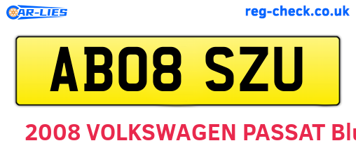 AB08SZU are the vehicle registration plates.