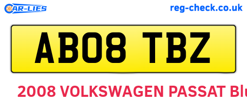AB08TBZ are the vehicle registration plates.