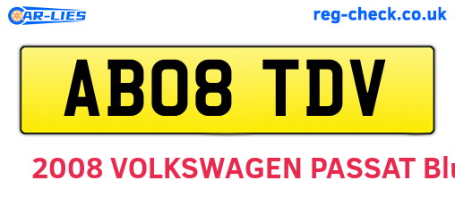 AB08TDV are the vehicle registration plates.