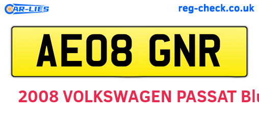 AE08GNR are the vehicle registration plates.