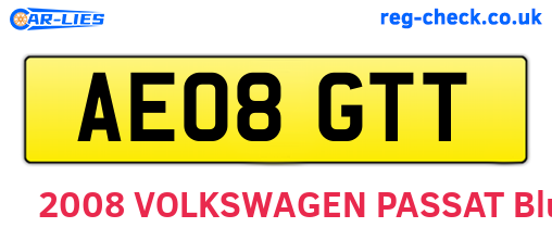 AE08GTT are the vehicle registration plates.