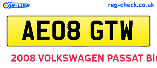 AE08GTW are the vehicle registration plates.