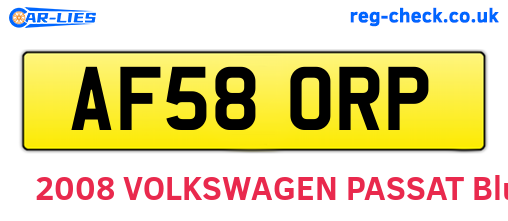 AF58ORP are the vehicle registration plates.