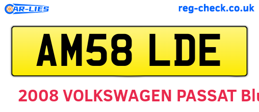 AM58LDE are the vehicle registration plates.