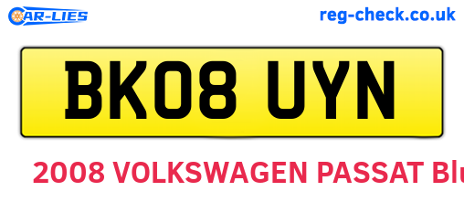 BK08UYN are the vehicle registration plates.