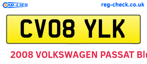 CV08YLK are the vehicle registration plates.