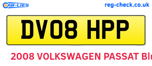 DV08HPP are the vehicle registration plates.