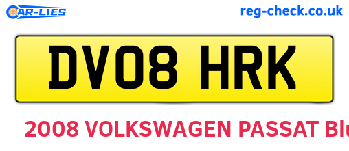 DV08HRK are the vehicle registration plates.